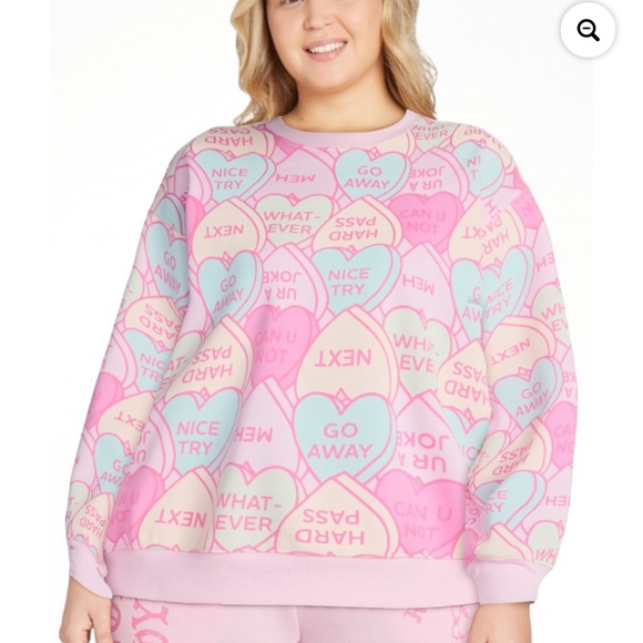 Wound Up Women’s Pink Candy Hearts Graphic Sweatshirt Size Medium NWT - Picture 4 of 8